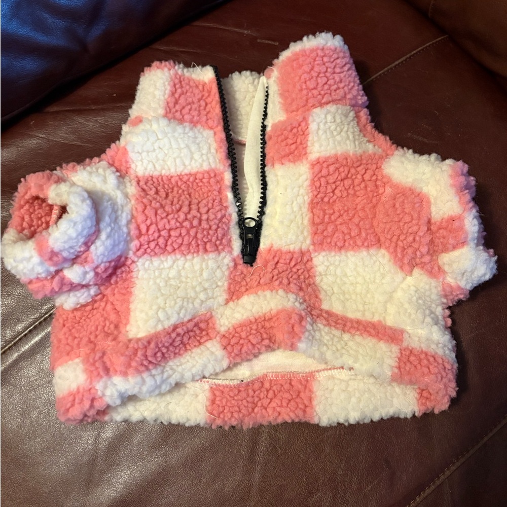 Cozy Pink and White Dog Sweater